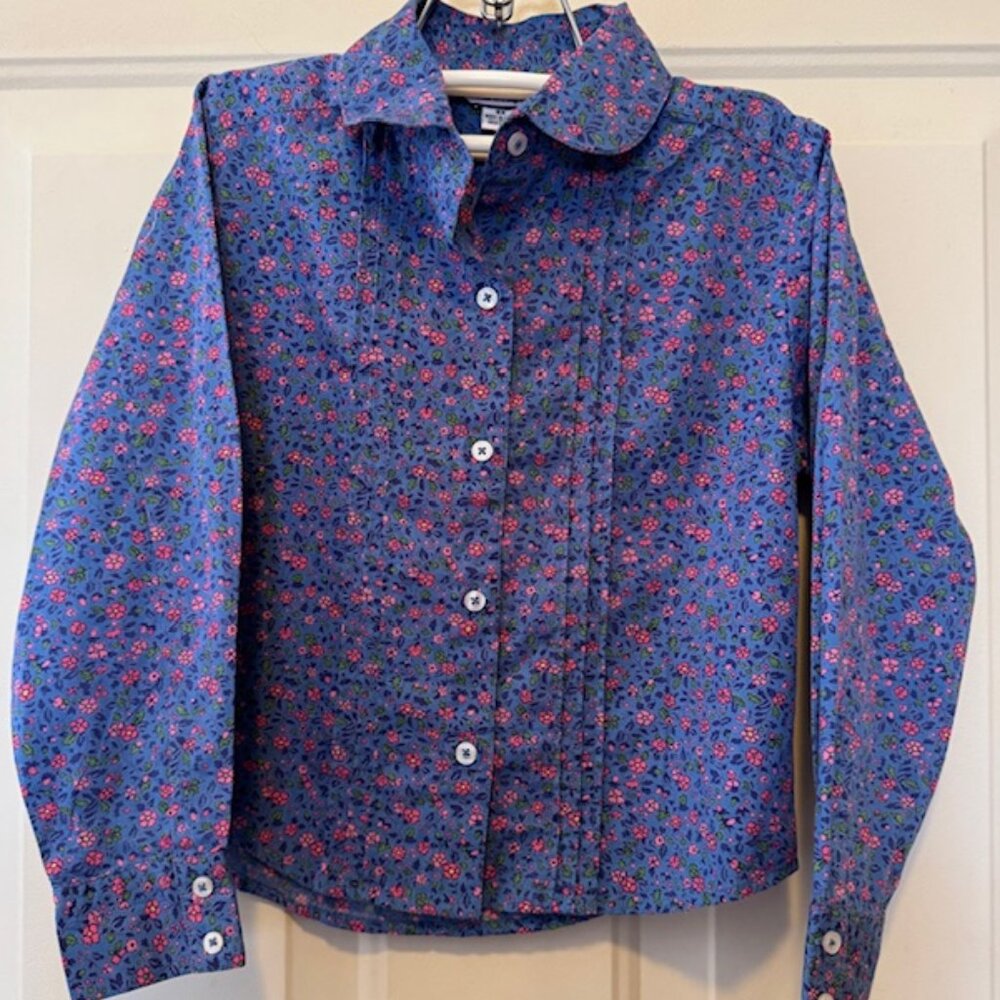Hartstrings Blue Pink Floral Button Shirt sz 6X